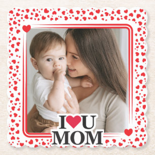 Niedliches HERZ I LIEBE DU MAMA Muttertag Foto Ges Untersetzer