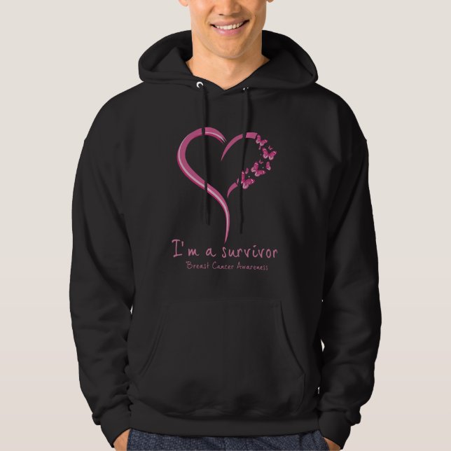 Niedliches Herz Ich bin ein Überlebender Brustkreb Hoodie (Vorderseite)