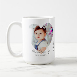 Niedliches Herz Minimalistisches Foto Erster Gebur Kaffeetasse