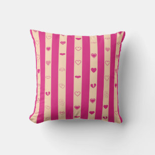 Niedliches Herz Modern Hot Pink Strip Kissen