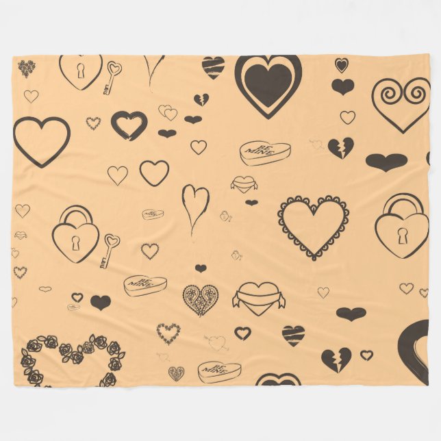 Niedliches Herz Modernes dunkles Grau Muster Fleecedecke (Vorderseite (Horizontal))