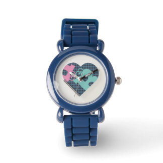 Niedliches Herz Notebook Blue Pink Bezel, Balck MO Armbanduhr