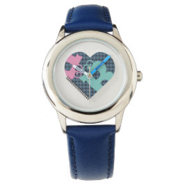 Niedliches Herz-Notebook StainlessSteel Blue PinkM Armbanduhr