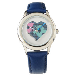 Niedliches Herz-Notebook StainlessSteel Blue PinkM Armbanduhr