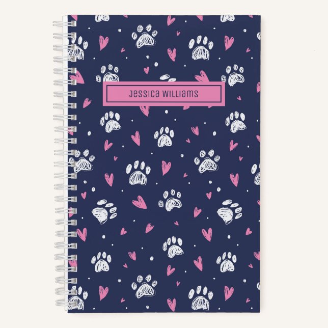 Niedliches Herz Pet Druckmuster Muster Dog Lover Notizbuch (Vorderseite)
