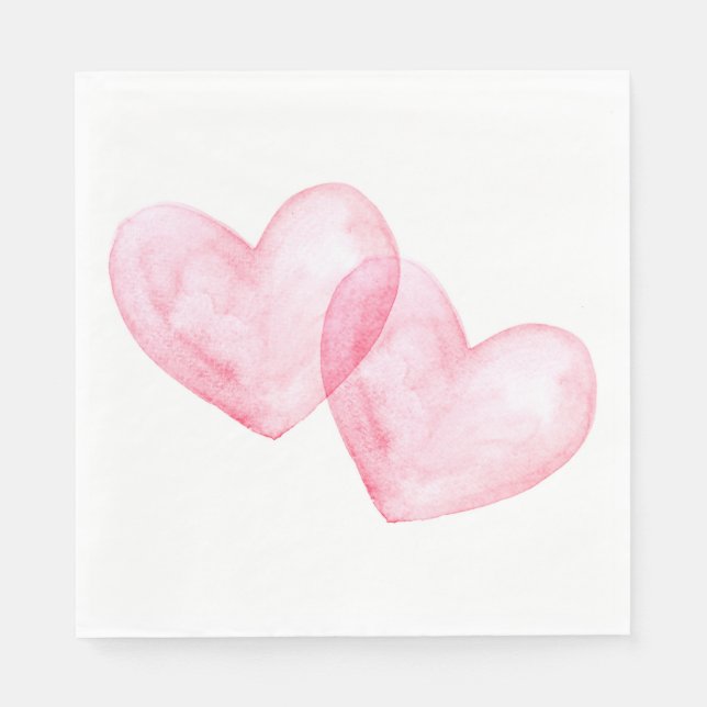 Niedliches Herz Pink Wasserfarbenherz Hochzeit Serviette (Vorderseite)