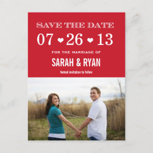 Niedliches Herz Rotes Save the Date Foto Postkarte