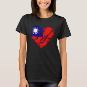 Niedliches Herz taiwanesische Flagge I Liebe Taiwa T-Shirt
