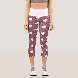 Niedliches Herzdesign Rose Gold Glitzer Capri Leggings