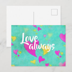 Niedliches Herzmuster Liebe Immer Valentine Postkarte