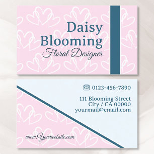 Niedliches Herzmuster Pastel Pink Dark Blue Floris Visitenkarte