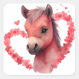 Niedliches Herzross Valentine Quadratischer Aufkleber