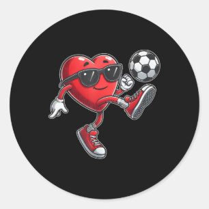 Niedliches Herzspielen Fußball Valentinstag Fußbal Runder Aufkleber