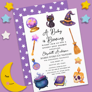 Niedliches Hexenbaby braut Halloween-Kinderdusche Einladung