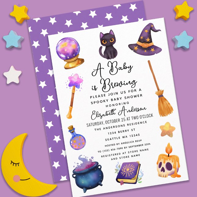 Niedliches Hexenbaby braut Halloween-Kinderdusche Einladung (Von Creator hochgeladen)