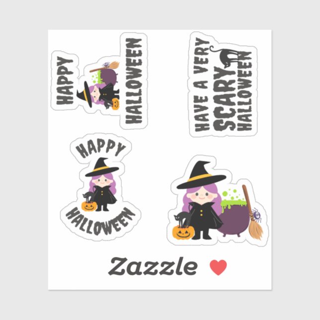 Niedliches HexenHalloween-Sticker-Pack Aufkleber (Blatt)