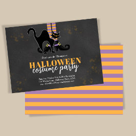 Niedliches Hexenkatze Whimsikales Halloween-Party Einladung