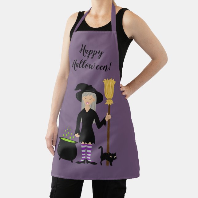 Niedliches Hexenmädchen und ein Cat & Happy Hallow Schürze (InSitu)