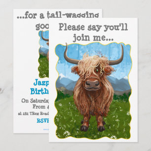 Niedliches Highland Cow-Party Einladung