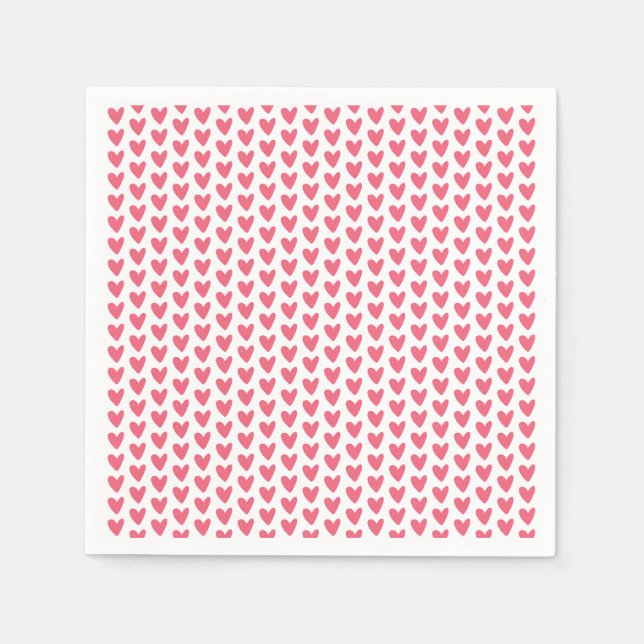 Niedliches Himbeerrosa Herzmuster Serviette (Vorderseite)