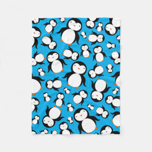 Niedliches Himmelblau Penguinmuster Fleecedecke