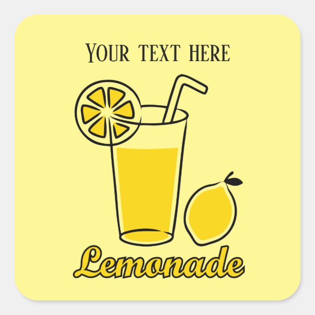 Niedliches Hinzufügen von Textlemonade Quadratischer Aufkleber (Vorderseite)