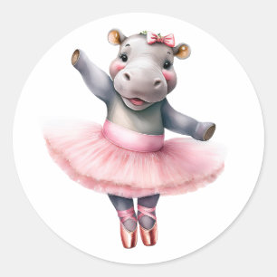 Niedliches Hippie Ballerina Tanzballett Runder Aufkleber