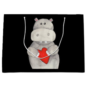 Niedliches Hippo-Hippopotamus-Holz  Liebe Hippo Große Geschenktüte