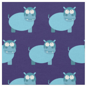 Niedliches Hippo Kid Baby Kinderzimmer Dark Blue H Stoff