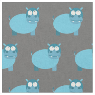 Niedliches Hippo Kid Baby Kinderzimmer Grau Hippop Stoff
