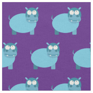 Niedliches Hippo Kid Baby Kinderzimmer Lila Hippop Stoff