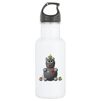 Niedliches Hippo mit Hamstern Edelstahlflasche