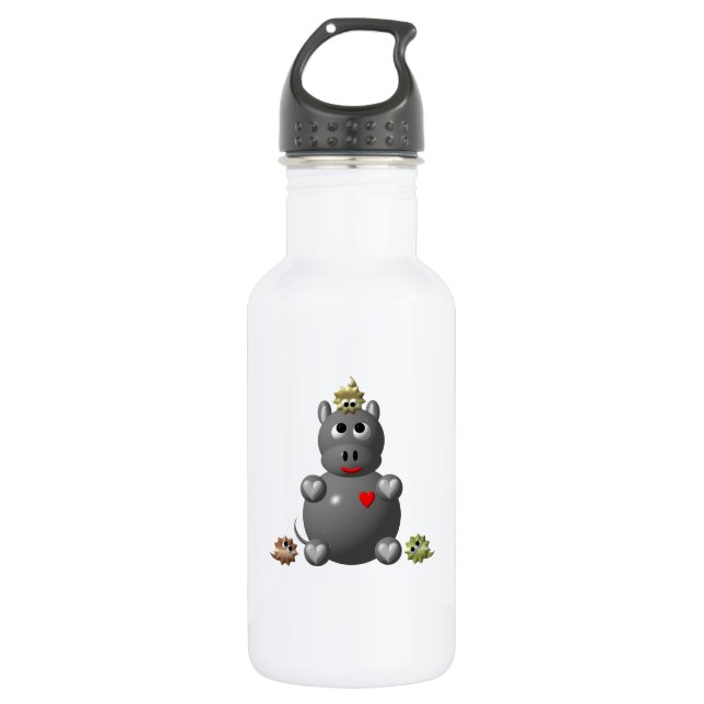 Niedliches Hippo mit Hamstern Edelstahlflasche (Vorderseite)