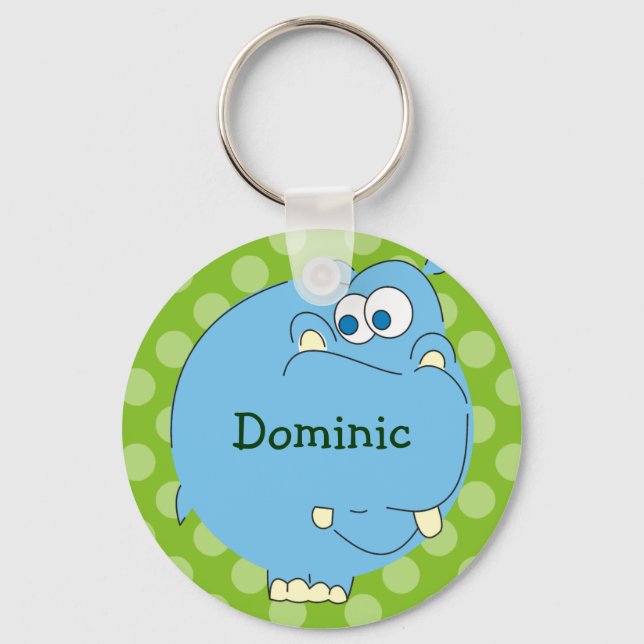 Niedliches Hippo Personalisiert Kids Name Keychain Schlüsselanhänger (Vorderseite)