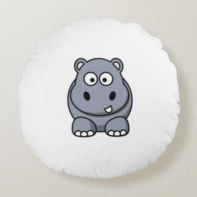 Niedliches Hippo Rundes Kissen (Vorderseite)