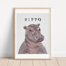 Niedliches Hippo-Zeichnend Kinderplakat Poster
