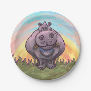 Niedliches Hippopotamus-Party Pappteller