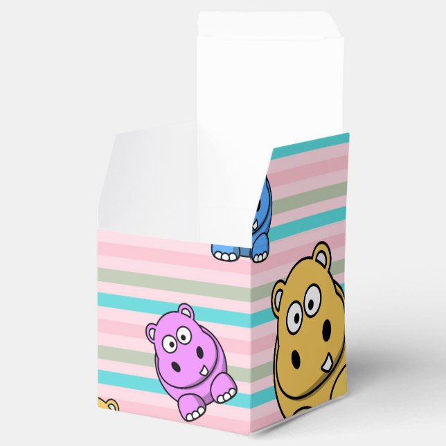 Niedliches Hippos farbenfrohes Zoo Tierheim Thema  Geschenkschachtel (Geöffnet)