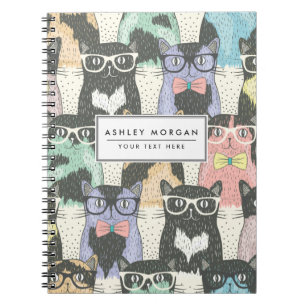 Niedliches Hipster-Katzen-Muster Notizblock