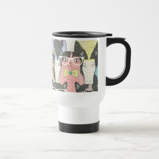 Niedliches Hipster-Katzen-Muster Reisebecher