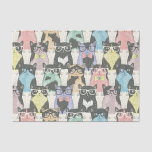 Niedliches Hipster-Katzen-Muster Seidenpapier