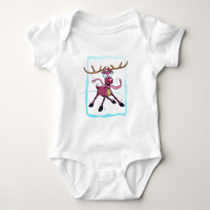 Niedliches Hirsch auf Eis Sonnige Weihnachtsfeiert Baby Strampler