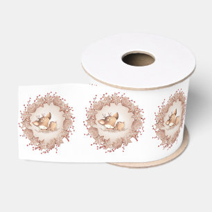 Niedliches Hirsch Beige Roter Weihnachtsbaum Ribbo Ripsband