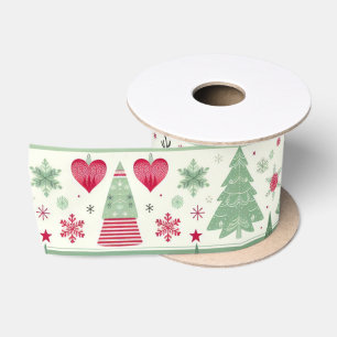 Niedliches Hirsch im Scarf mit Christbaumen und St Satinband