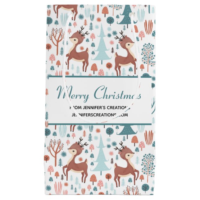 Niedliches Hirsch in Whimsical Forest Pattern Busi Kleine Geschenktüte (Vorderseite)