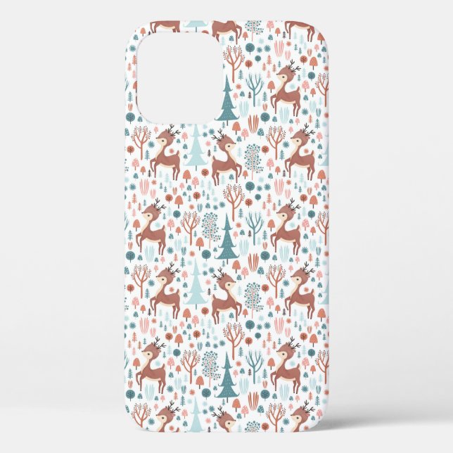 Niedliches Hirsch in Whimsical Forest Pattern Weih Case-Mate iPhone Hülle (Rückseite)