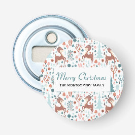 Niedliches Hirsch in Whimsical Forest Pattern Weih Flaschenöffner