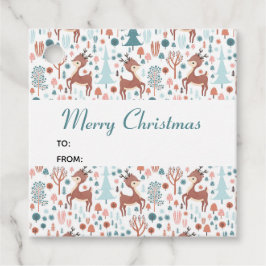 Niedliches Hirsch in Whimsical Forest Pattern Weih Geschenkanhänger