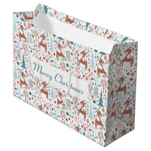 Niedliches Hirsch in Whimsical Forest Pattern Weih Große Geschenktüte