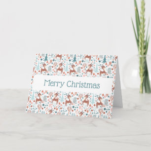 Niedliches Hirsch in Whimsical Forest Pattern Weih Karte